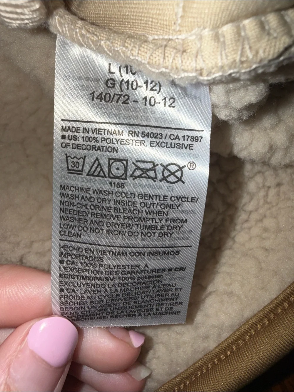 Old Navy Cream Sherpa Jacket with Tan Pocket Trim